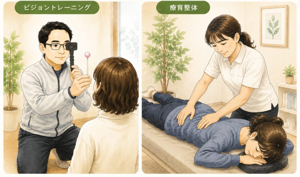 大人のビジョントレーニングと療育整体の様子